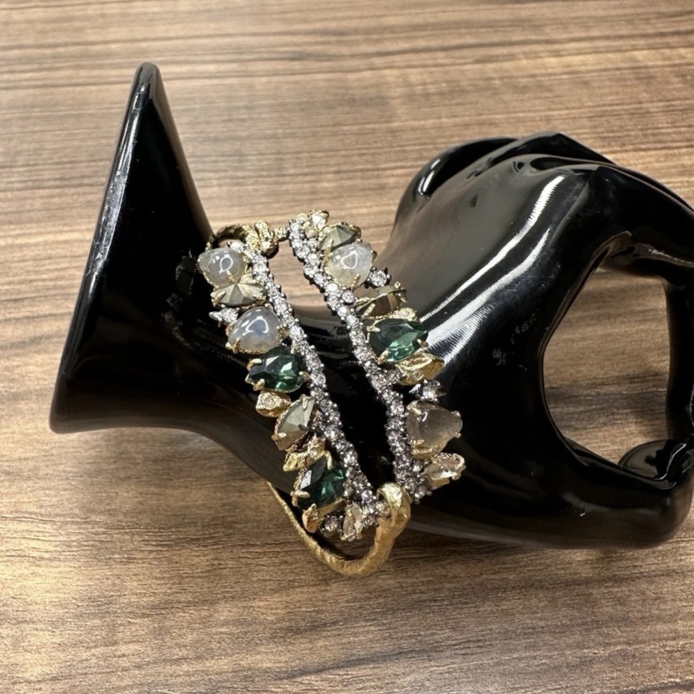 Alexis Bittar Multicolor Swarovski Crystal Bracelet in gold tone setting - Picture 3 of 11